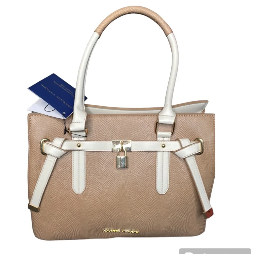 NWT Adrienne Vittadini Madison Lizard Lock Solid Satchel - Picture 1 of 14